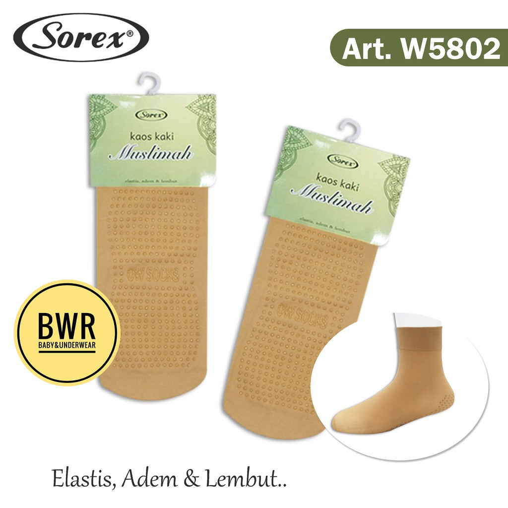 Kaos Kaki Sorex W5802 Muslimah | Kaos Kaki Anti Slip [ Medium ] Bwr