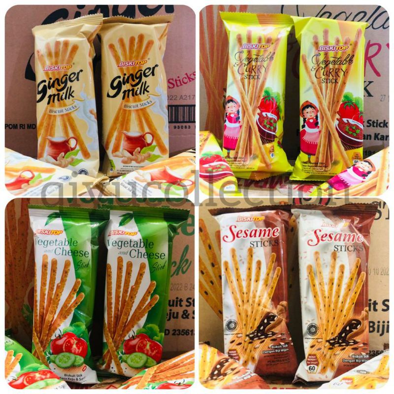 ECER Biskuit Vegetable Cheese Sesame Ginger Milk Curry Stick Stik Sayur Biskitop