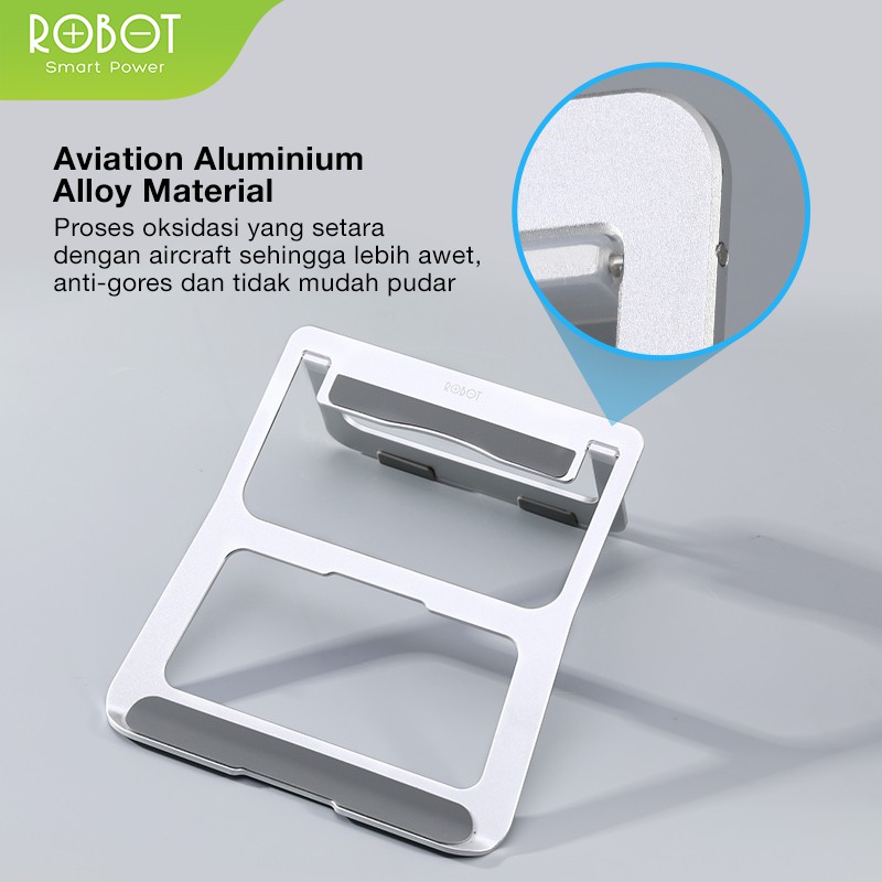 ROBOT RT-LS01 Lightweight &amp; Foldable Laptop Cooling Stand Silver garansi resmi