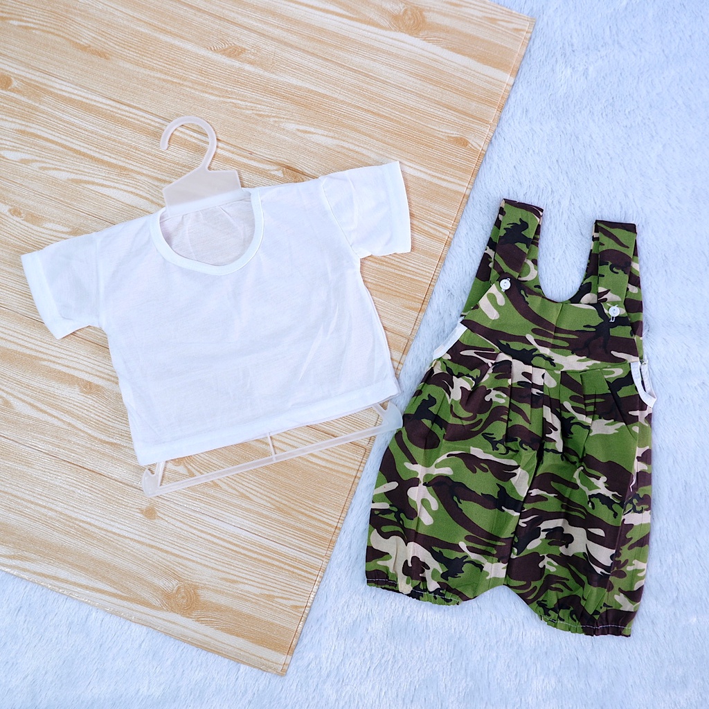 0-6 Bulan Stelan Baju Jumper Overal Army Loreng  Anak Bayi Perempuan / Laki Laki Setelan Fashion Baby Cewek-3