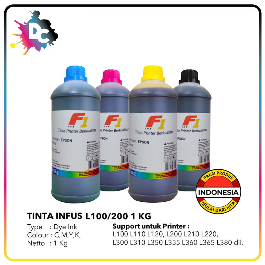 Tinta Refill Dye L Series F1 ink 1kg L120 L310 L300 L210 L350 L220 L360 L365 L1300 Dll