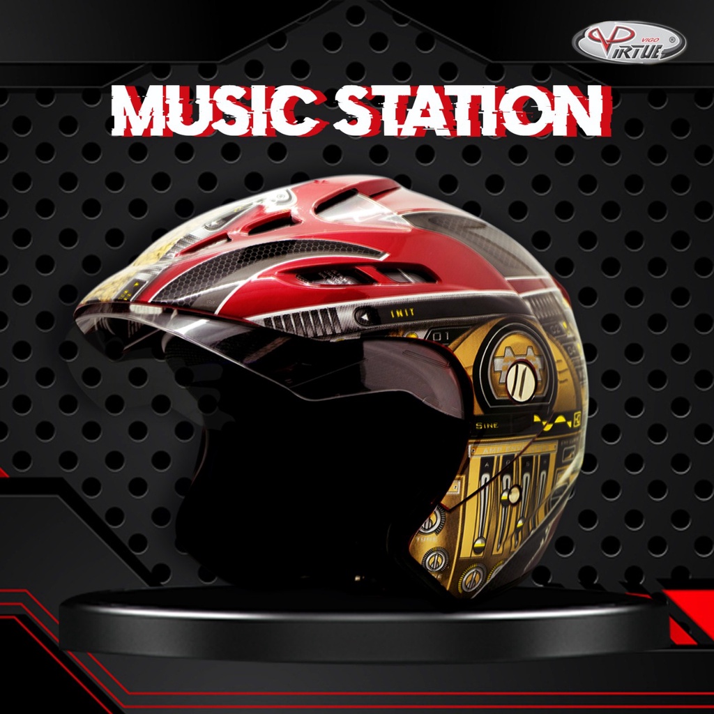 VIRTUE Helm Motor SNI Half Face Music Station