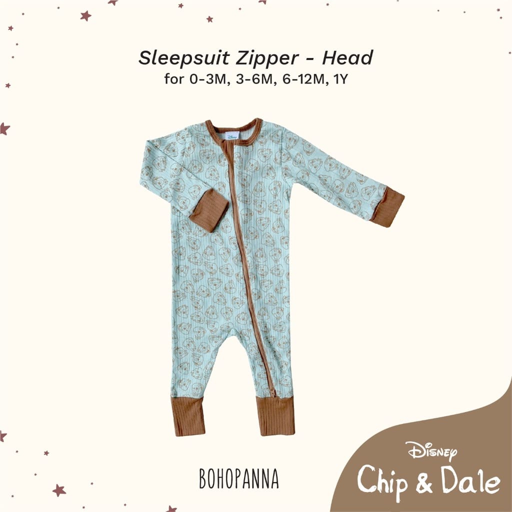 BOHOPANNA | BOHO | BOHO PANNA SLEEPSUIT ZIPPER | SLEEPSUIT MOTIF DISNEY | BAJU TIDUR BAYI | SLEEPSUIT MOTIF DINEY