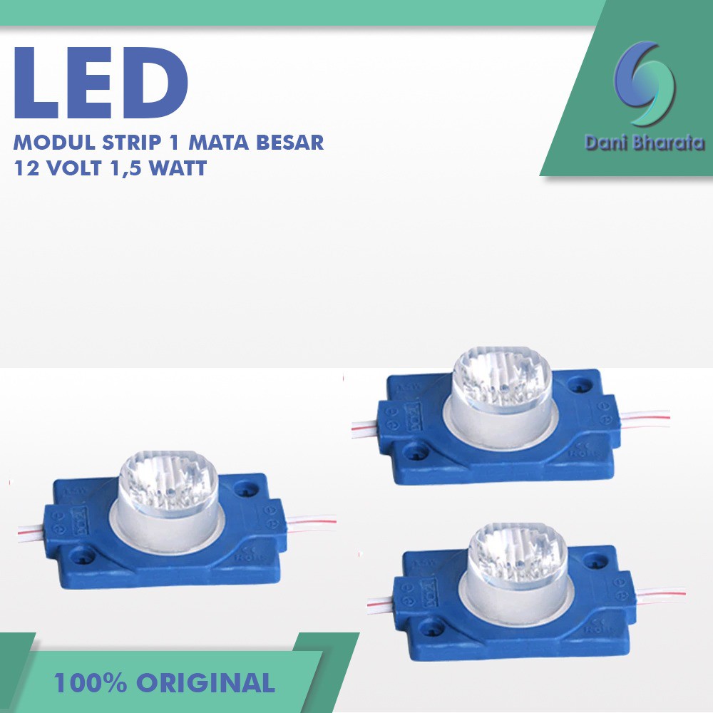 LAMPU LED 1 MATA MODUL STRIP 1 MATA BESAR 12 VOLT 1,5 WATT PUTIH KUNING MERAH BIRU HIJAU UNGU PINK