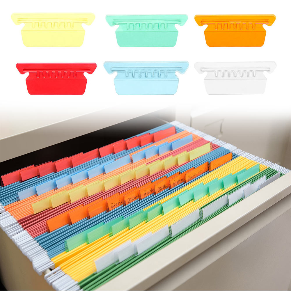 WONDERFUL Office File Folder Tabs Stationery Blank Inserts Quick Identification School DIY Documents Labels Plastic Tabs Hanging/Multicolor