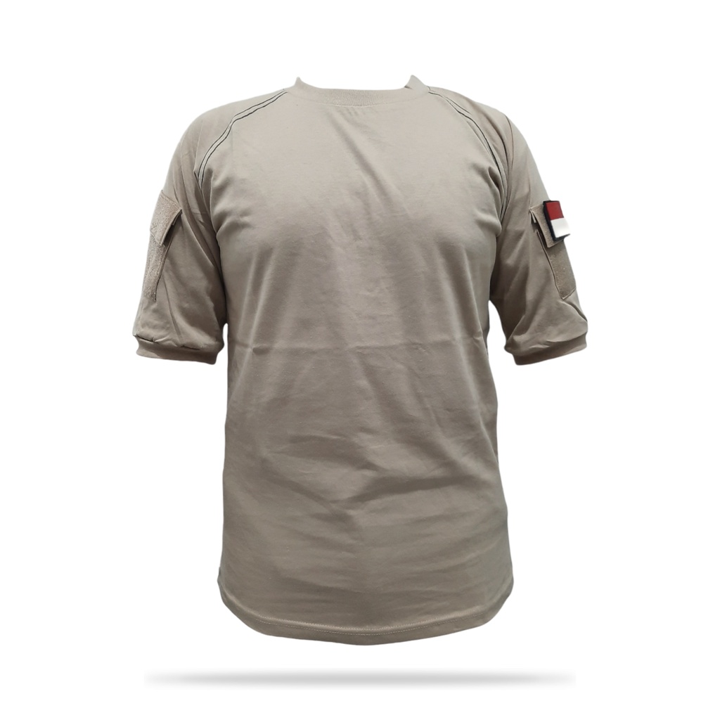 Kaos Tactical Pendek Polos Krem Milo, Abu, Hijau Army Katun Combed 20s