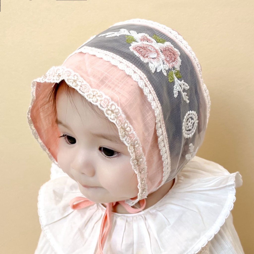 Tokobia topi bayi perempuan baby bonnet renda import HAT103