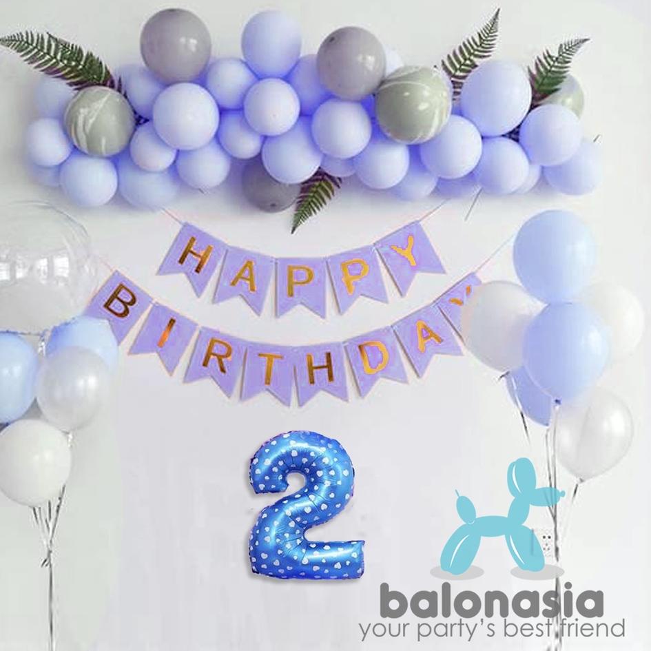 First Hand Paket Dekorasi Ulang Tahun Garland Simple Daun BIRU