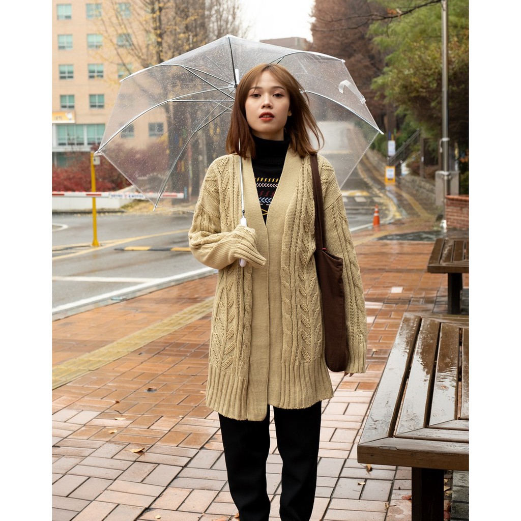 Myrubylicious CABLE GRANNY LONG CARDIGAN-CREAM