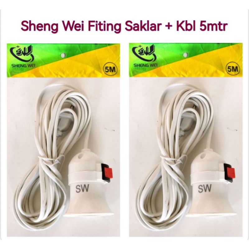 Shengwei Sheng Wei Fitting Lampu + Saklar + Kabel 5m / 3m