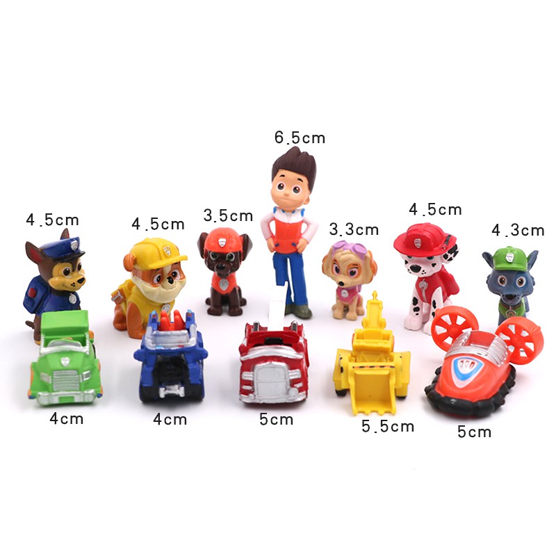 12pcs PAW PATROL Marshall Rubble Chase Rocky Zuma Skye Figure Toy Kids Gift