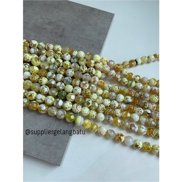 bahan soft yellow agate cutting 14mm natural corak akik alam faceted