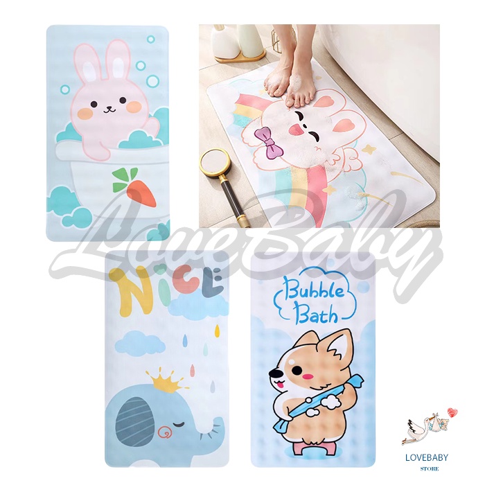 LBS PVC Bathroom Mat Shower Bath Anti Slip Mat Keset Kamar Mandi PVC Penghisap Suction Cup 40x70 cm