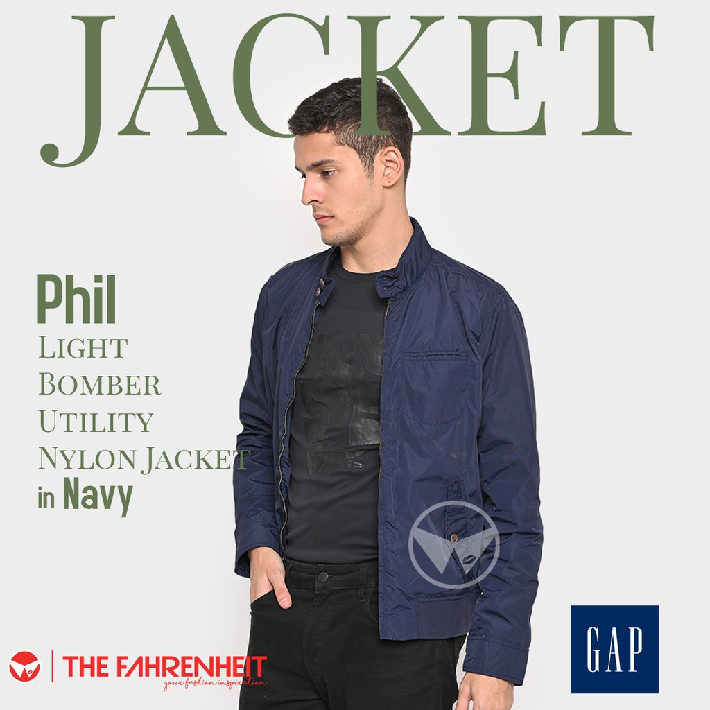 The-Fahrenheit Phil Light Bomber Utility Nylon Jacket - Navy