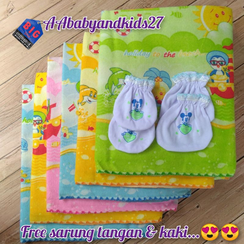 RENE 1PAK ISI 6PC BEDONG BAYI JUMBO UKURAN 125x90 CM FREE SARUNG TANGAN DAN KAKI-BEDONG MURAH