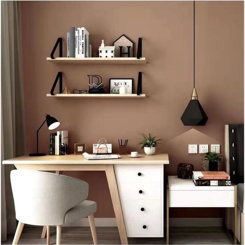 Wallpaper Stiker Dinding warna Coklat Polos Mewah Elegan Premium Modern