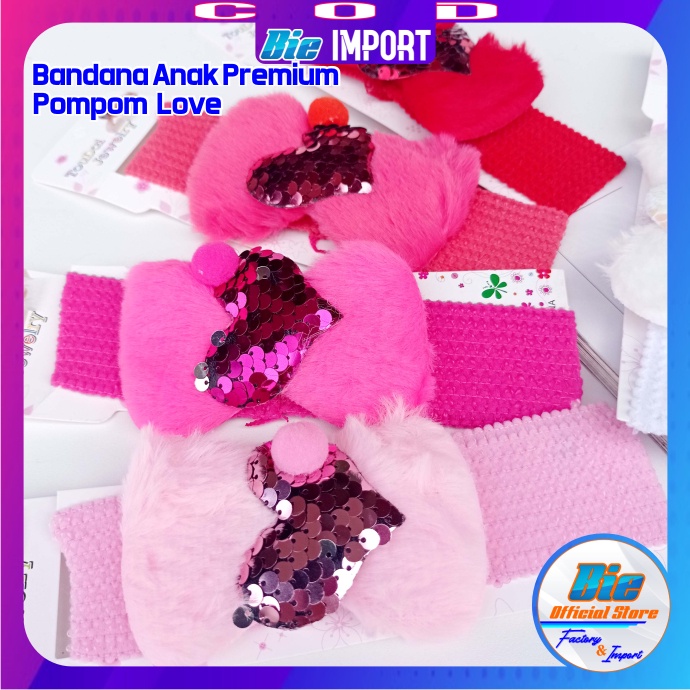 Bandana Rajut Pita Bulu Pompom Impor Best Seller