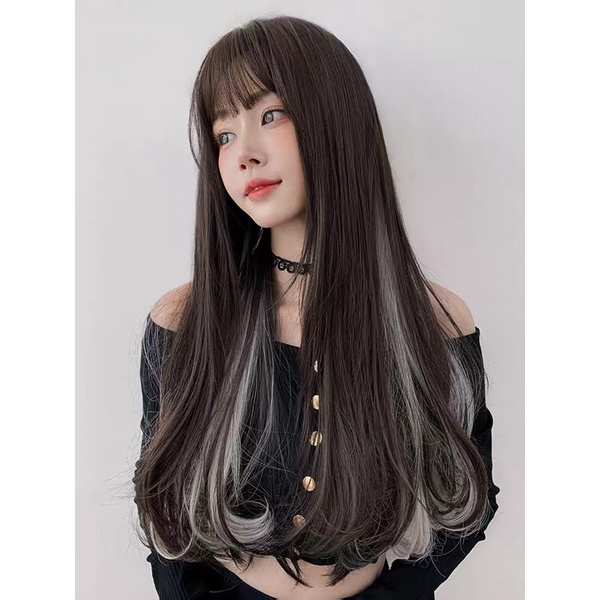 T51A full wig korean long blow highlight 65 cm