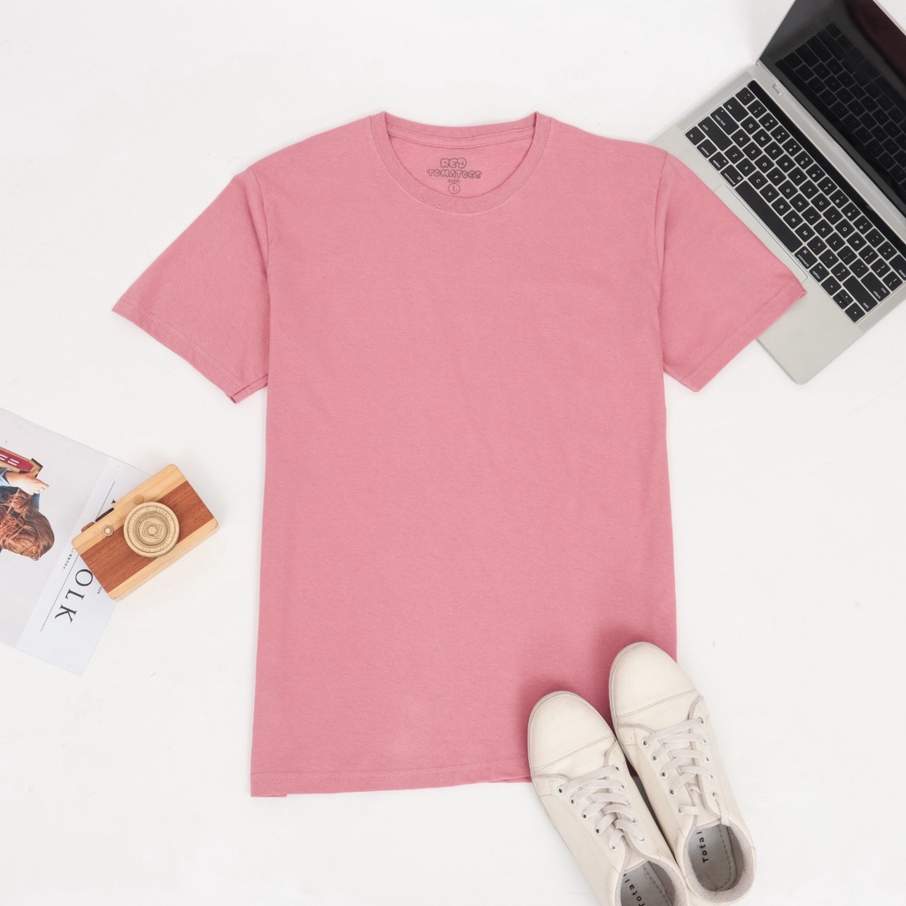 [LANGSUNG DARI PABRIK] Kaos Polos cotton combed 24s / ONECK / unisex / tangan pendek / baju pria-DUSTYPINK