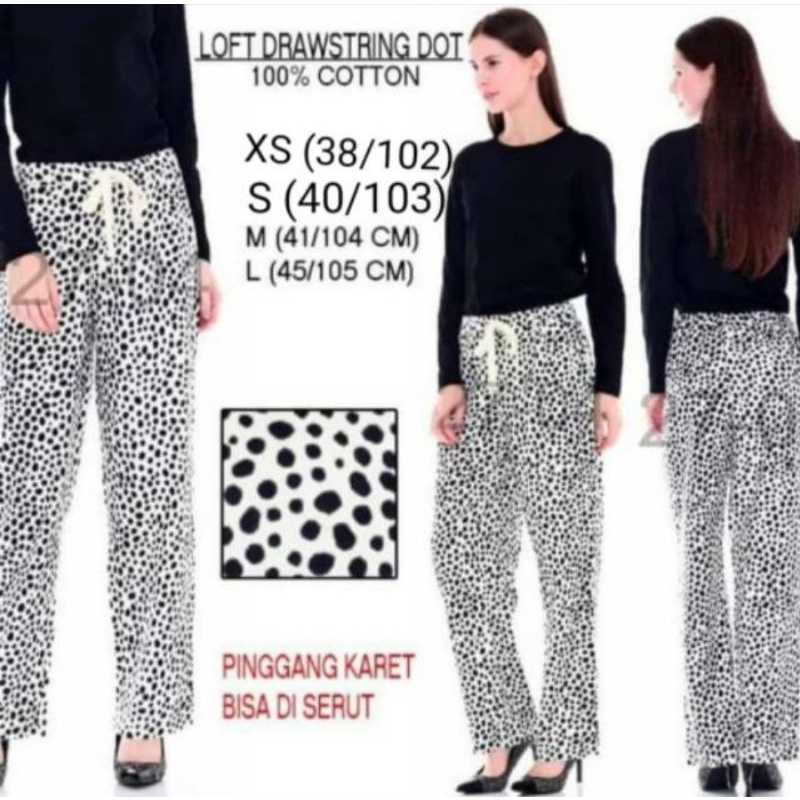 Loft drawstring polka pant/ celana polkadot Loft