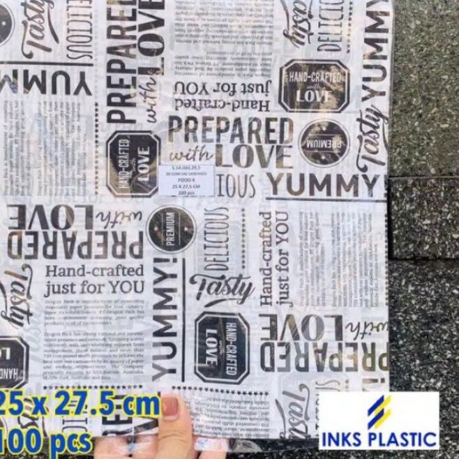 

✥ KERTAS NASI / BURGER MOTIF 25 X 27,5 CM ♦