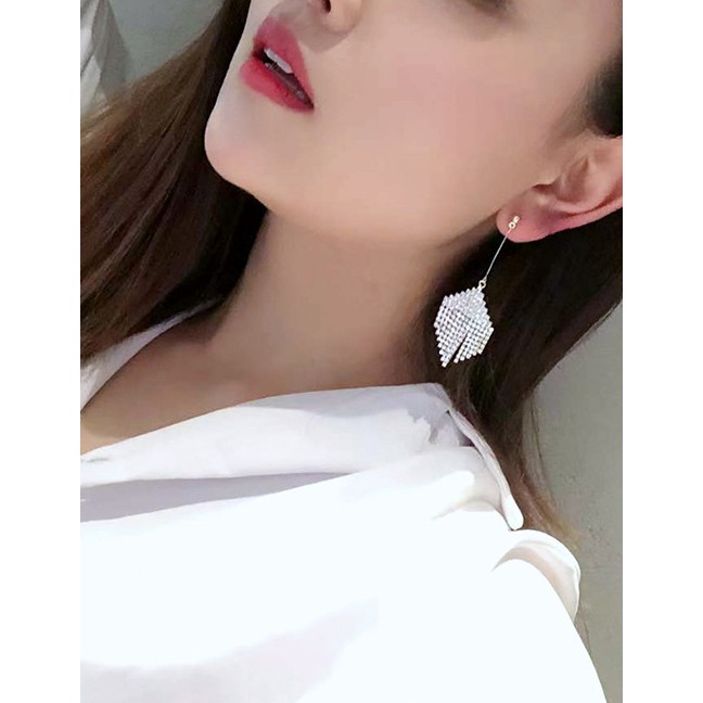 LRC Anting Tusuk Fashion Golden Geometric Full Diamond Earrings D67346