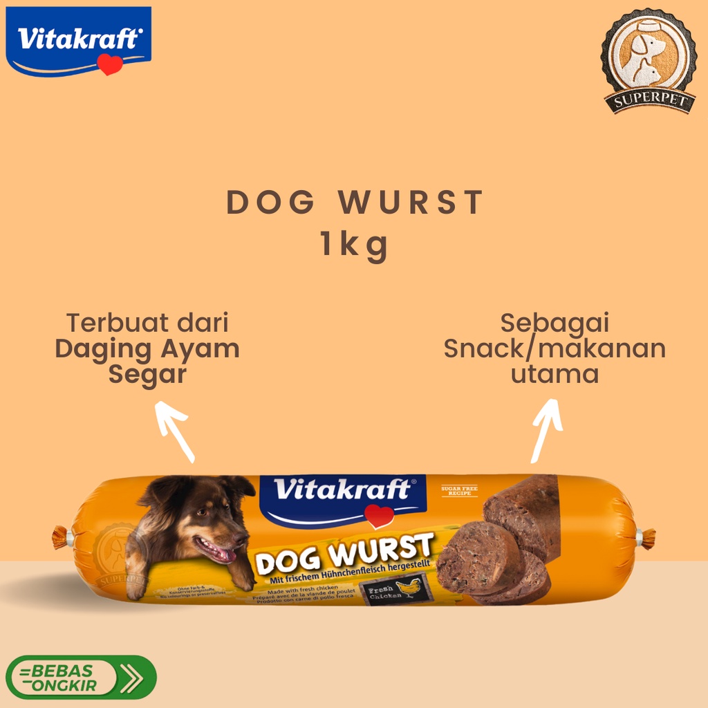 Vitakraft Dog Wurst Chicken 1 kg Dog Sausage. Sosis Makanan Anjing