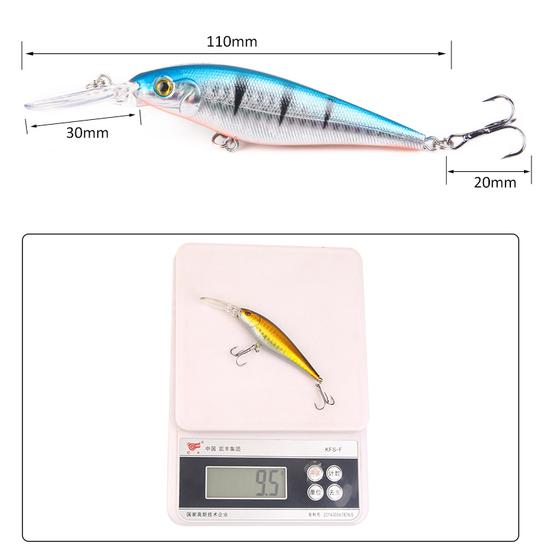 Vansinoy Umpan Pancing Hardlure Bentuk Ikan Kecil Bermata 3D 11cm / 9.5g Dengan Kail Treble