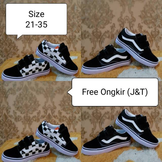 Sepatu vans hitam kids sekolah - sepatu vans anak hitam perekat