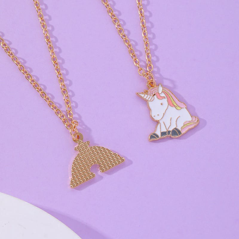 2in1 Kalung Anak Couple Teman Unicorn Kembaran Motif Sahabat Asesoris Perempuan Kado Ulang Tahun