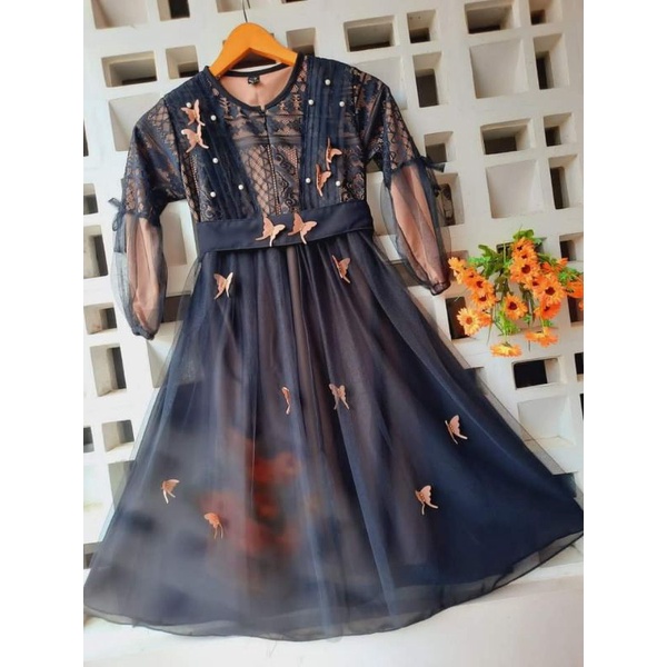 Gamis Anak Perempuan Motif Kupu kupu Bahan Tile Ukuran M/L/XL Terbaru 2025