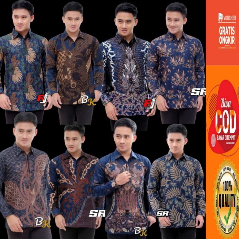 KEMEJA BATIK PRIA LENGAN PANJANG WARNA BIRU NAVY / ATASAN BATIK PRIA WARNA NAVY BIRU