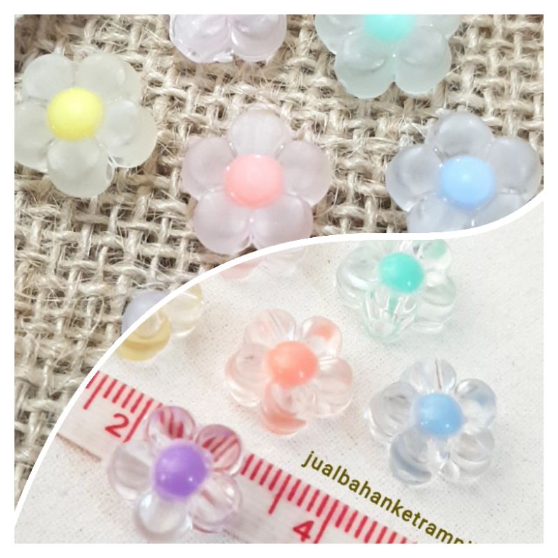 35 biji Manik Mote 12mm Manik Bunga Clear Mote Isi / Bahan Aksesoris Strap Masker / Meronce Mainan Anak Perempuan