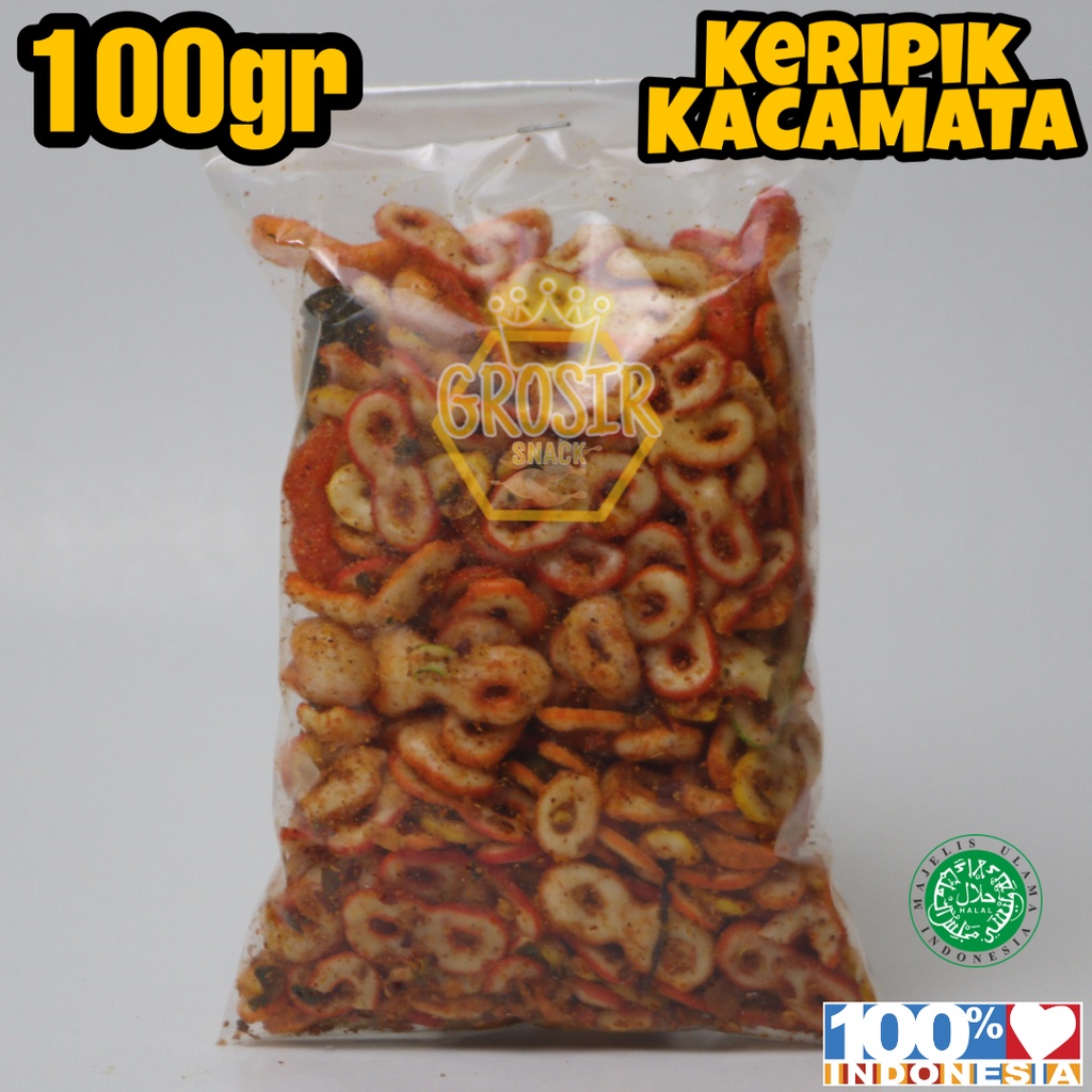 Keripik Kacamata Bumbu Seblak 100gr+ Daun Jeruk Banyak Rasa