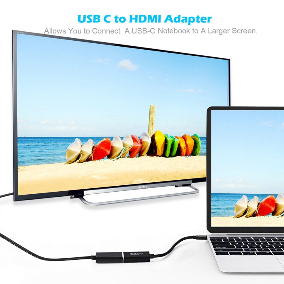 Kabel Adapter Converter USB Type C ke HDMI 4K 20cm - HUB-H05 - Black