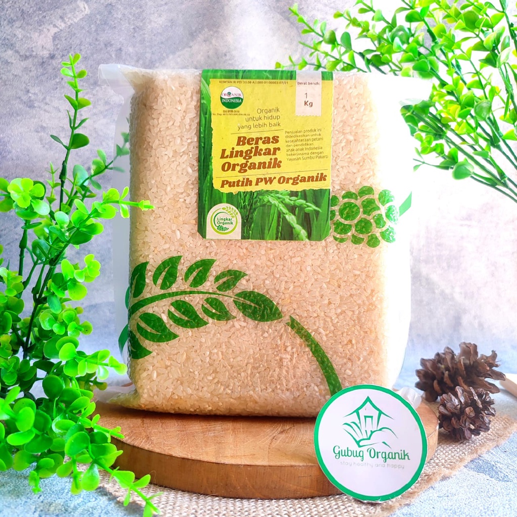 

LINGKAR ORGANIK - Beras Pandan Wangi Organik / Beras Aromatik 1 kg Vacum Beras Mpasi