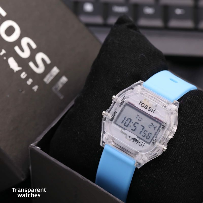 Best Seller! Jam Tangan Fossl Transparant Jam Tangan Rubber Anti Air Jam Tangan Digital Led Pria Wanita