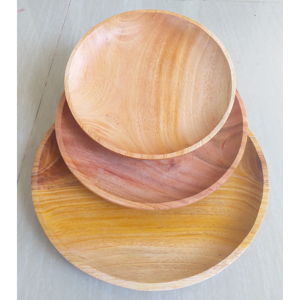 set piring bulat/liuk 18,20,23cm.mahoni