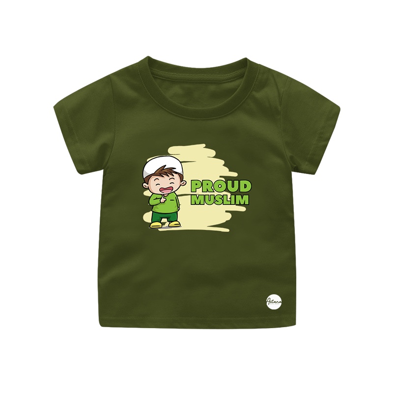 Aitana - Baju Kaos Muslim Lebaran Tema Proud Muslim Ready Bayi Anak Remaja Dewasa Bahan Katun Combed 30s