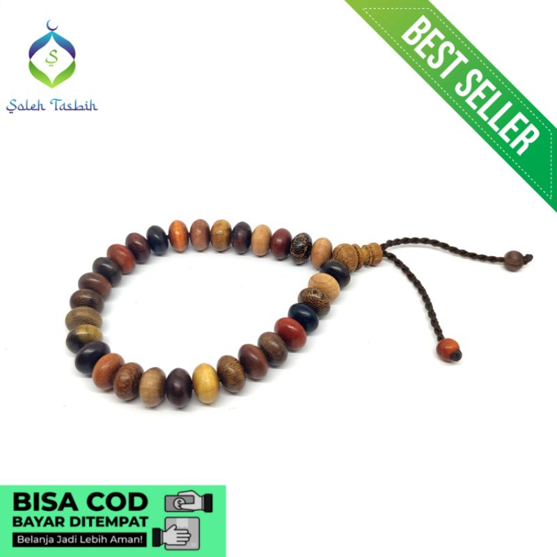 Gelang kombinasi 21 kayu langka bertuah Nusantara pipih size 7:8 mm Original