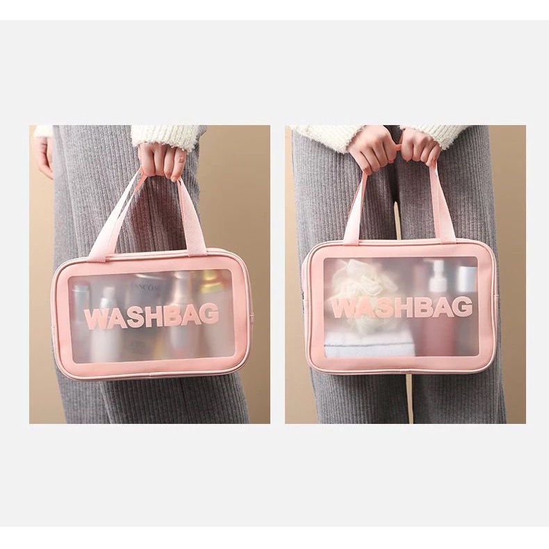 Tas Kosmetik Transparant Travel Wanita Washbag Organizer Portable Dompet Kosmetik Toiletry Waterproof Pouch Make Up Anti Air F661