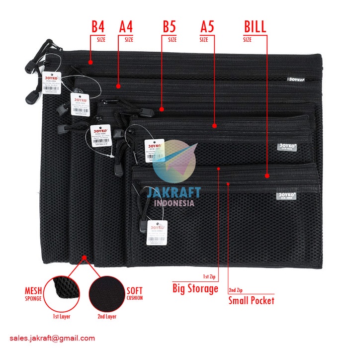 

CODE100 Zipper Document Bag B4 JOYKO DCB-49 Laptop Buku Dokumen File F4 & A4