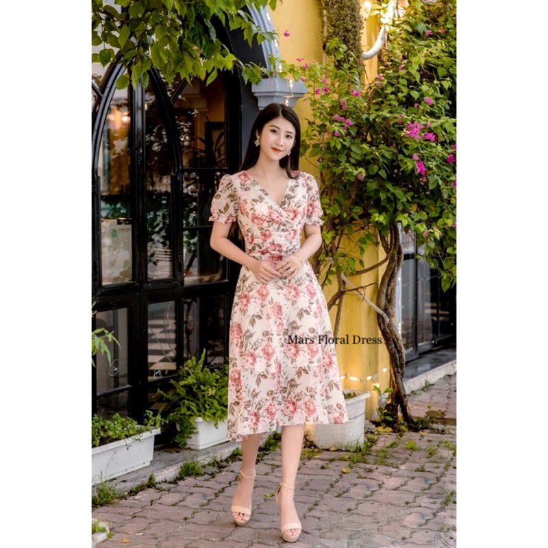 MARS KOREAN STYLE VINTAGE FLORAL MIDI DRESS