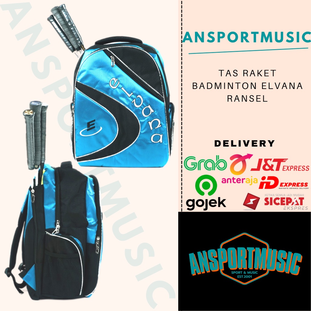 Tas Raket Badminton Tenis ELVANA Ransel Original 100%