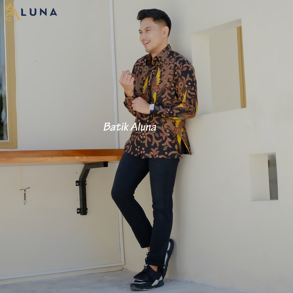 KEMEJA BATIK PRIA LENGAN PANJANG PREMIUM REGULAR MODERN BATIK ALUNA PCW 064