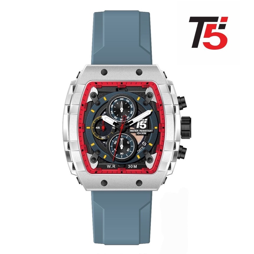 T5 H 3856 ORIGINAL JAM TANGAN PRIA T5 H3856 TERBARU WARNA RUBBER CRONO AKTIF