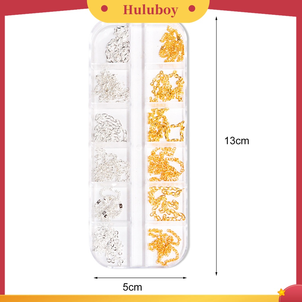 Huluboy Huluboy♡ 12pcs / Set Rantai Metal Lebar Aplikasi Nail Art / Manicure