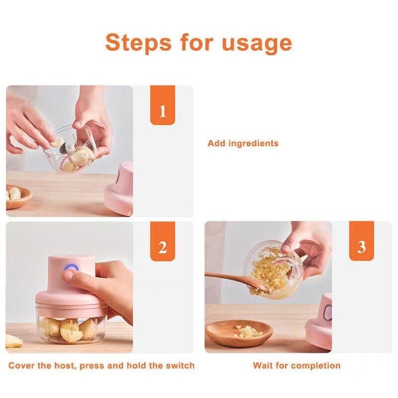 MC Blender Portable Alat Penggiling Pencincang Bumbu Dapur Elektrik Tanpa Kabel Mini Chopper 250ML Blender Portabel Elektrik Tanpa Kabel / Mini Chopper 250ML