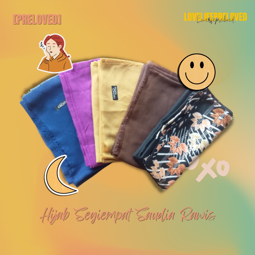 [PRELOVED] Kerudung Segiempat Saudia Rawis dan Motif
