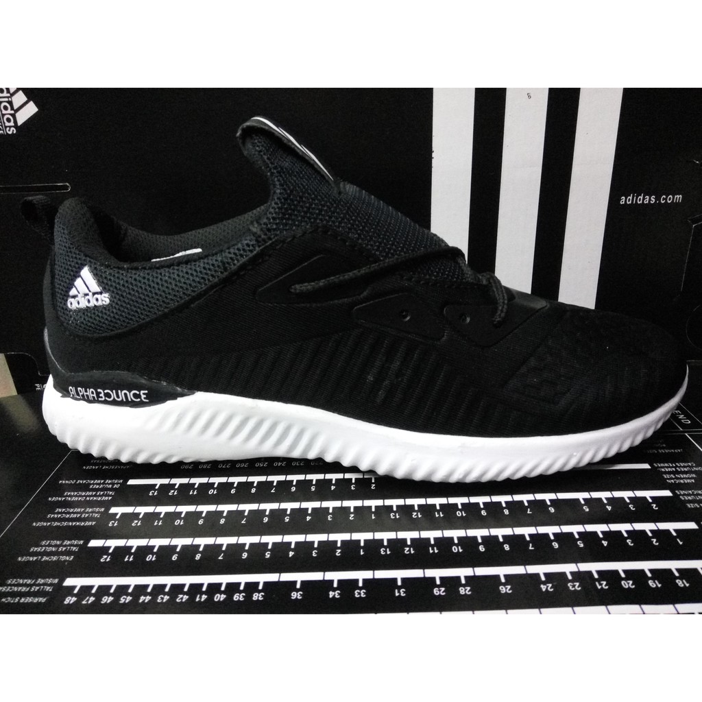 Sepatu Adidas Alphabounce Import Black White Sneakers Pria Hitam Putih Running Sekolah Kerja Kuliah